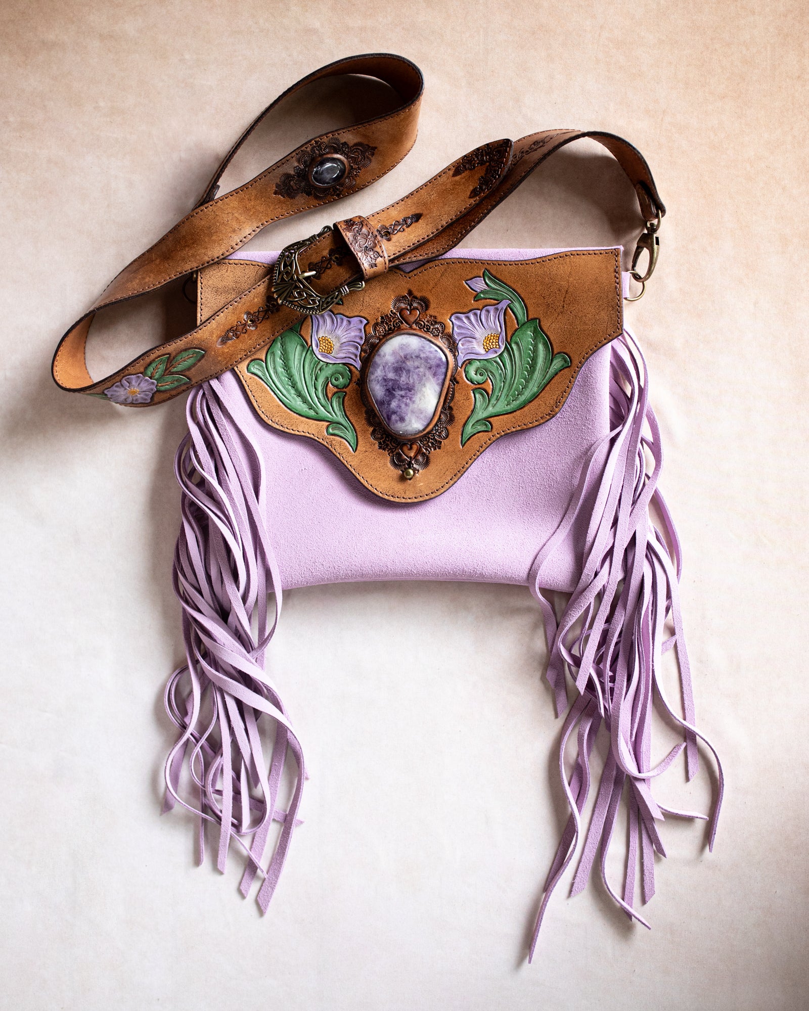 Lilac Gypsy Wanderer Bag with Chevron Amethyst