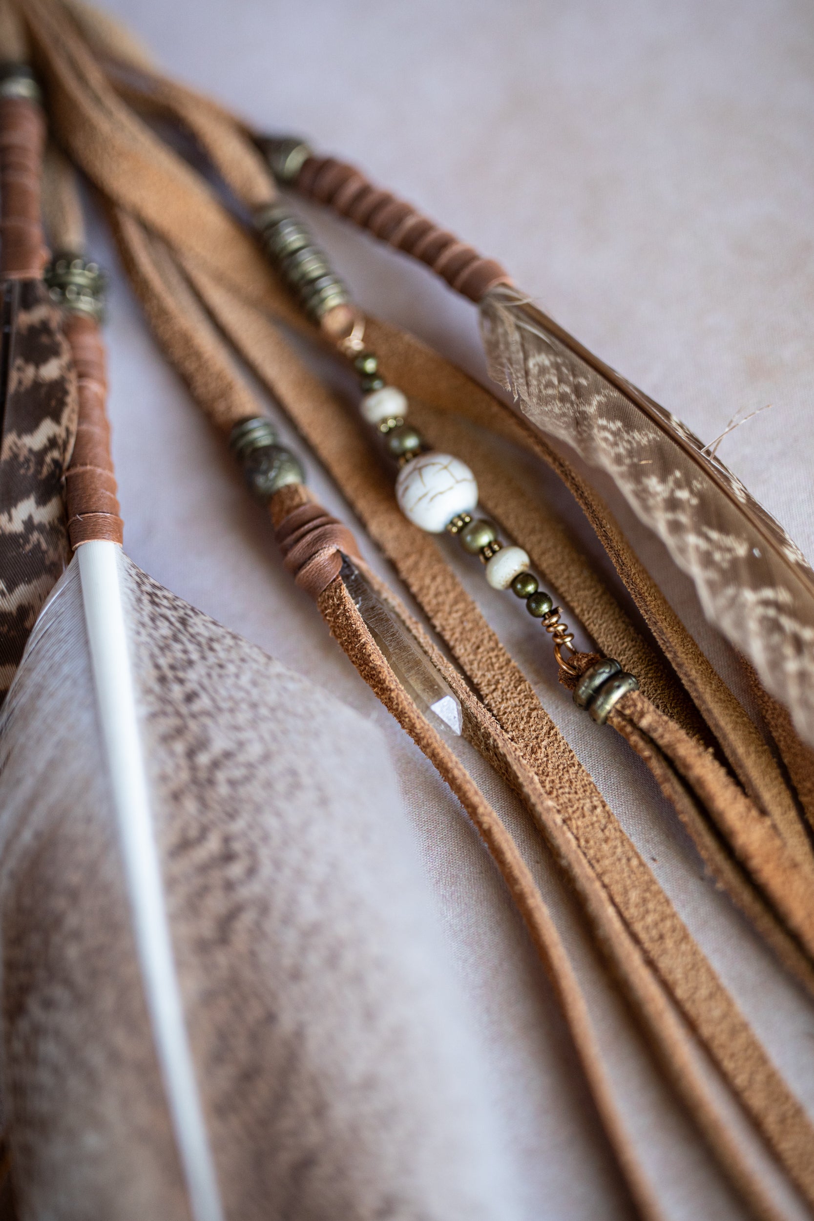 Feather Clip with Wild Horse Magnesite Beads