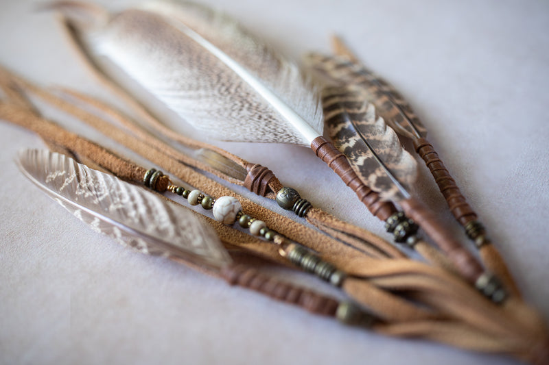 Feather Clip with Wild Horse Magnesite Beads