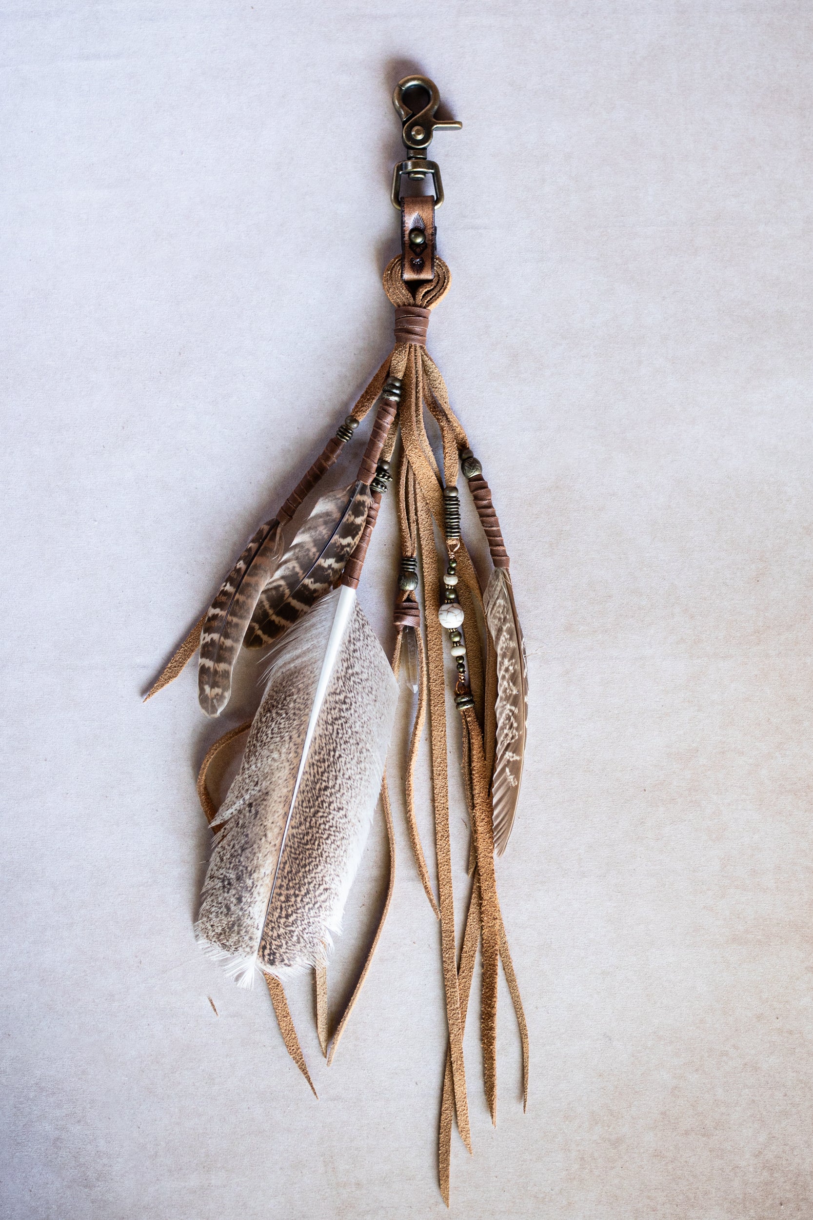 Feather Clip with Wild Horse Magnesite Beads