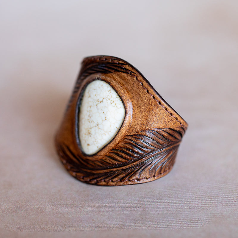 Eagle Feather Cuff with Wild Horse Magnesite