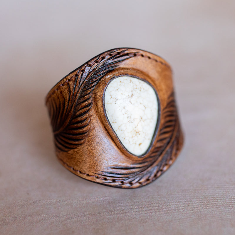 Eagle Feather Cuff with Wild Horse Magnesite