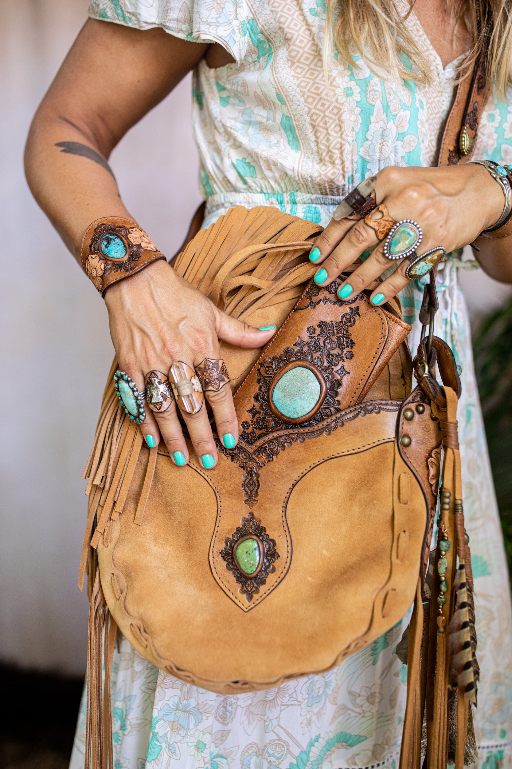 Mandala Wallet with Mexican Turquoise