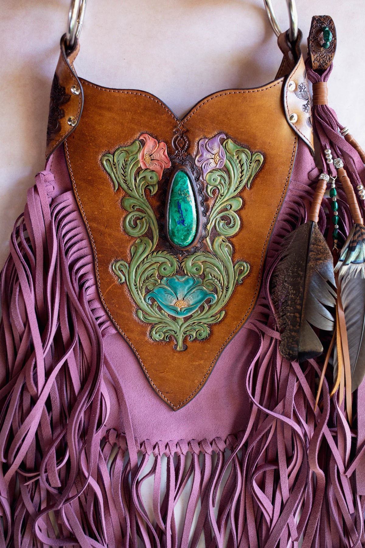 Wild West Lilly Tasselled Bag with Malachite Azurite