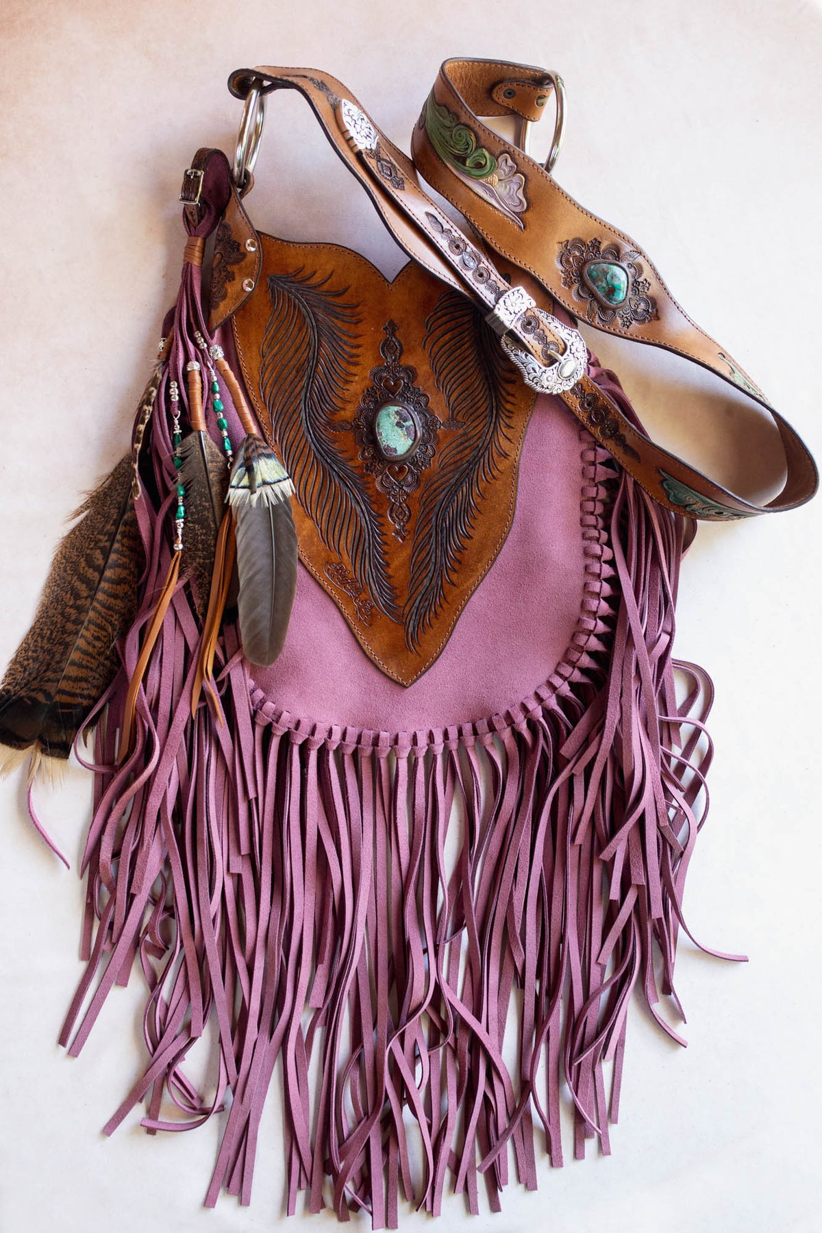Wild West Lilly Tasselled Bag with Malachite Azurite