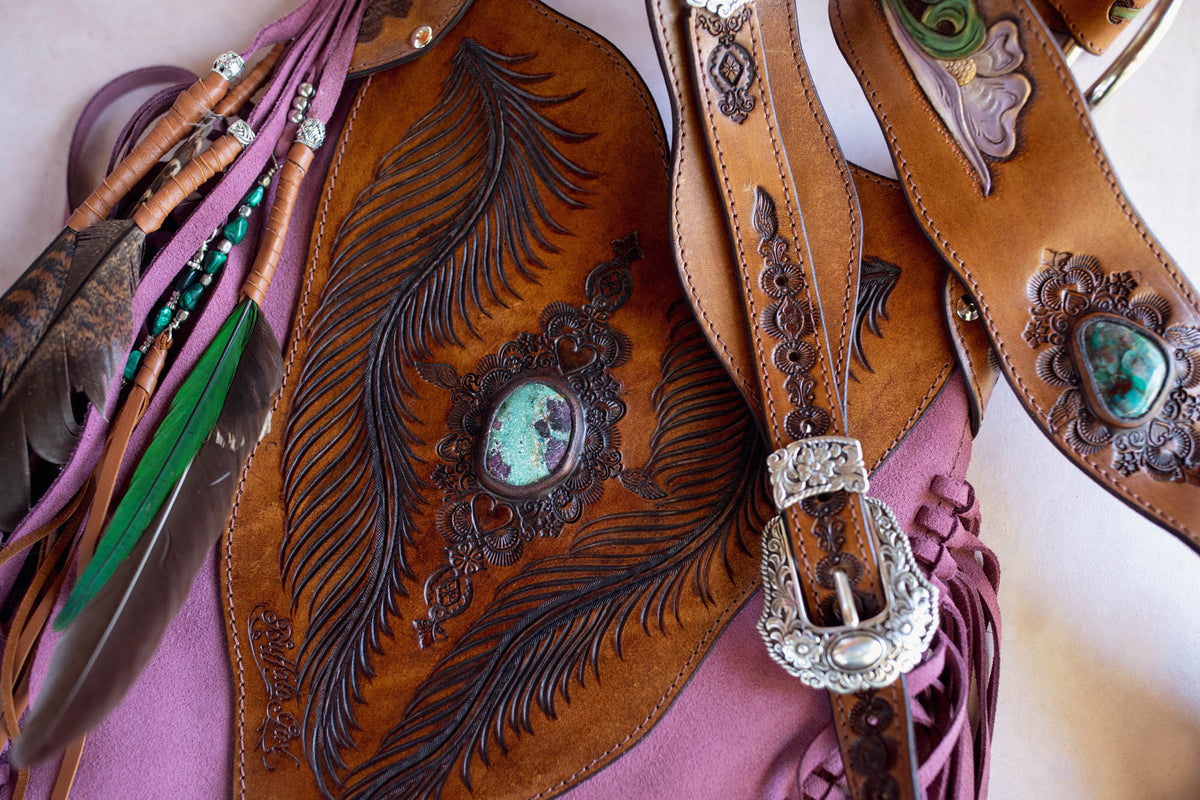 Wild West Lilly Tasselled Bag with Malachite Azurite