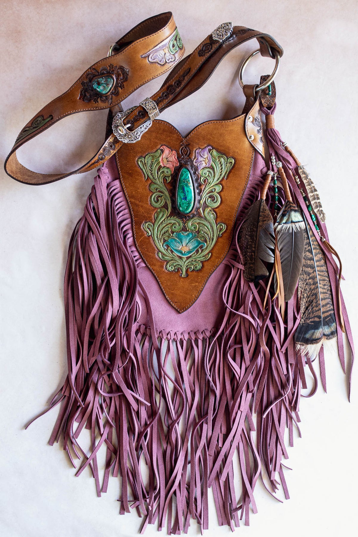 Wild West Lilly Tasselled Bag with Malachite Azurite