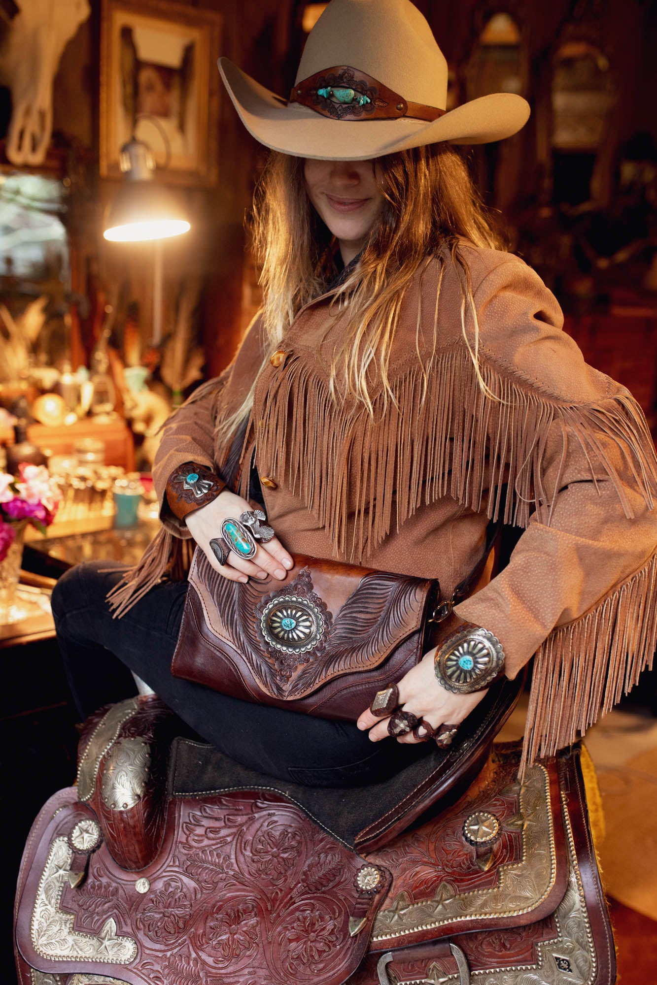Eagle Feather Clutch with Navajo Concho