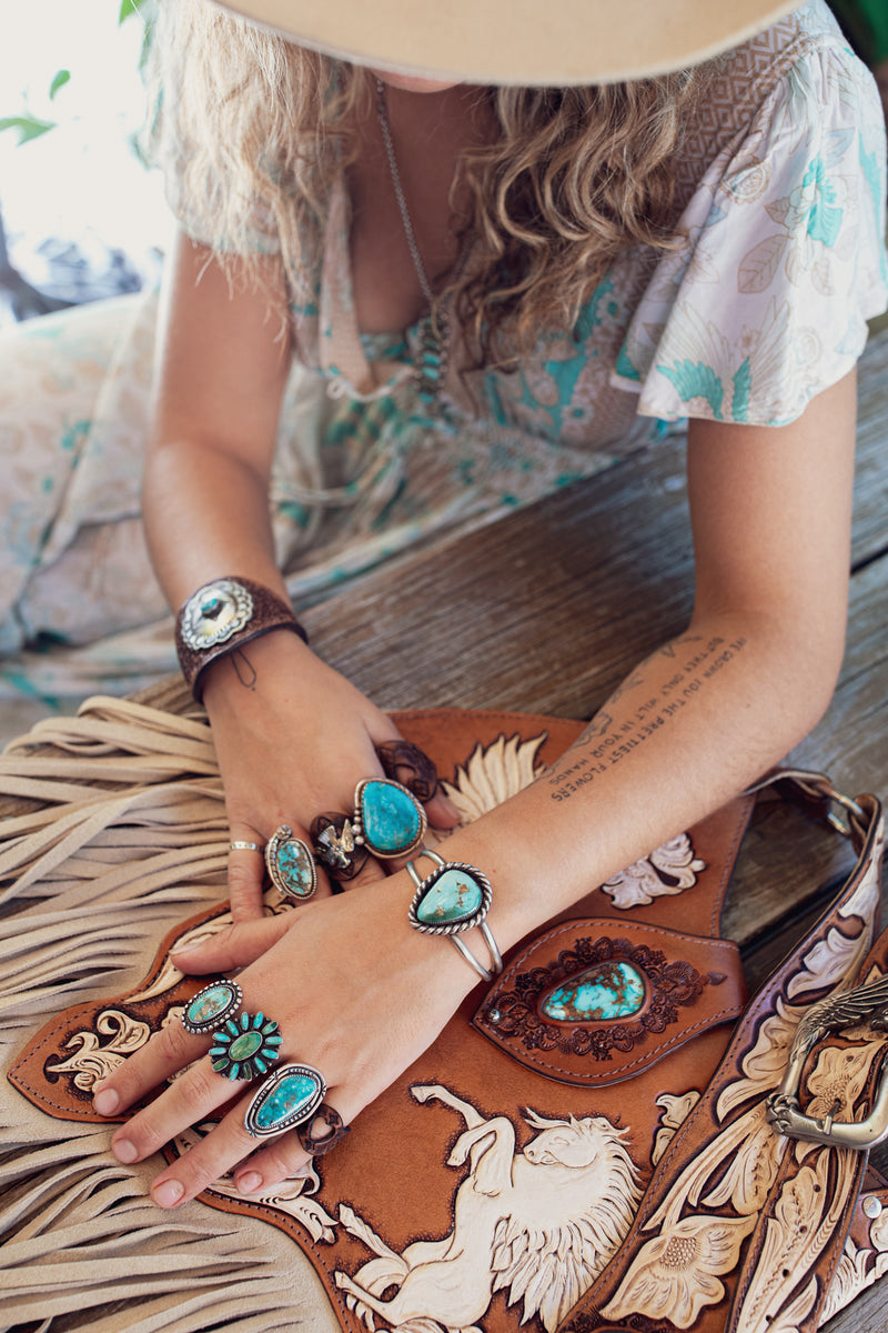 Vintage Silver Navajo Cuff with Turquoise