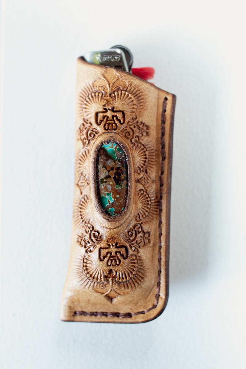 Woodstock Lighter Case with Turquoise