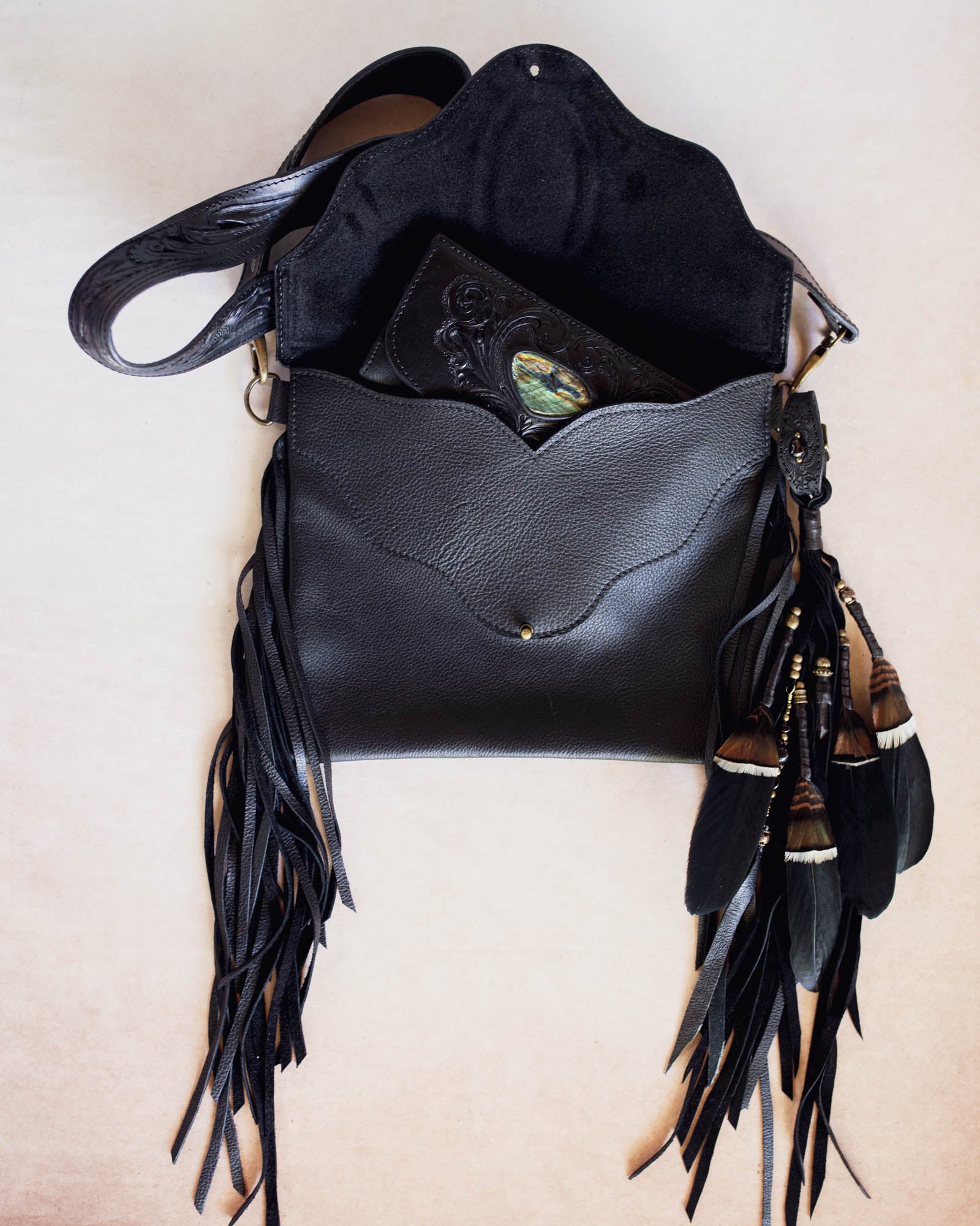 Black Magic Pegasus Gypsy Wanderer Bag with Labradorite