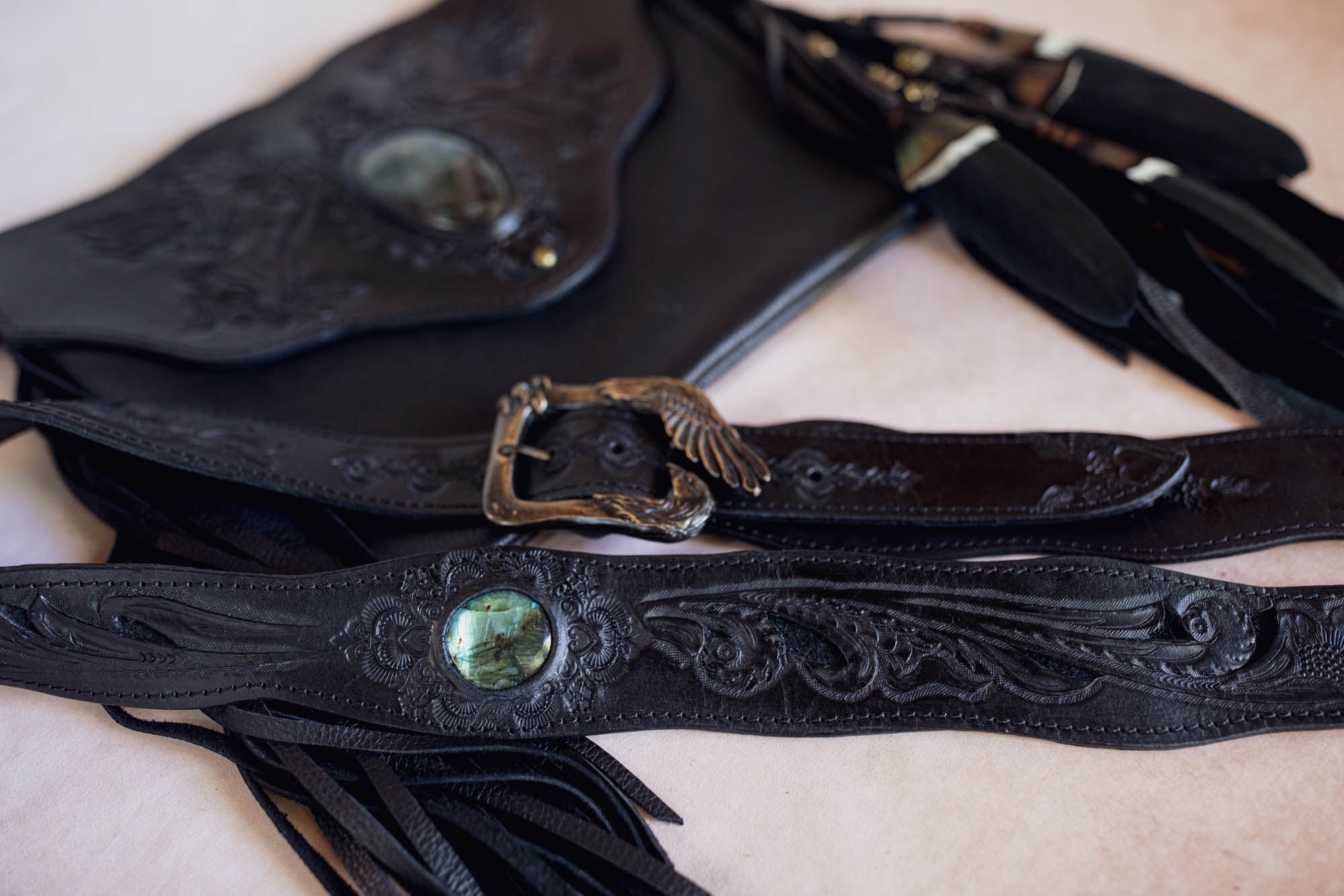 Black Magic Pegasus Gypsy Wanderer Bag with Labradorite