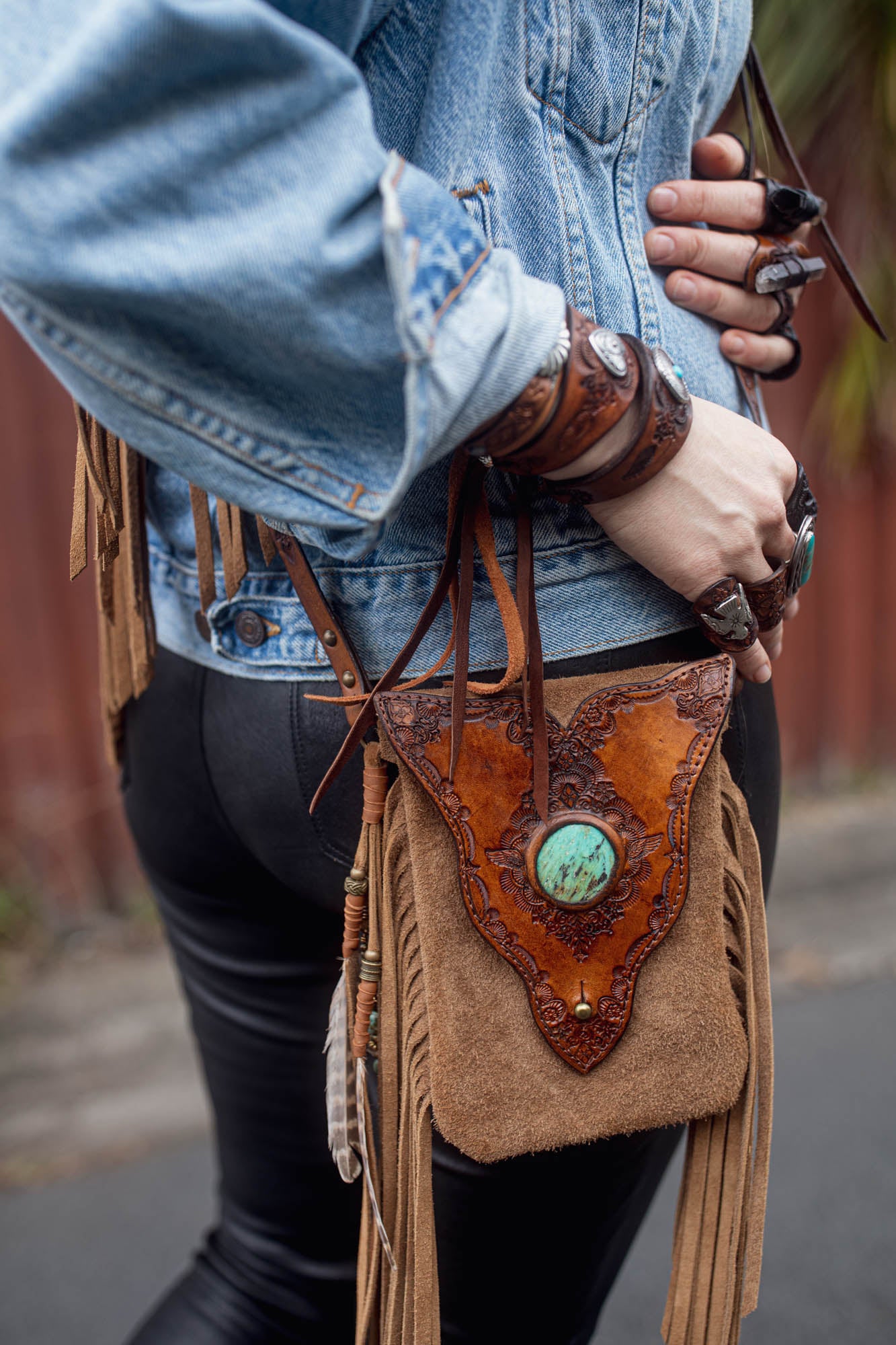 Gypsy Wanderer Phone Pouch with Mexican Turquoise