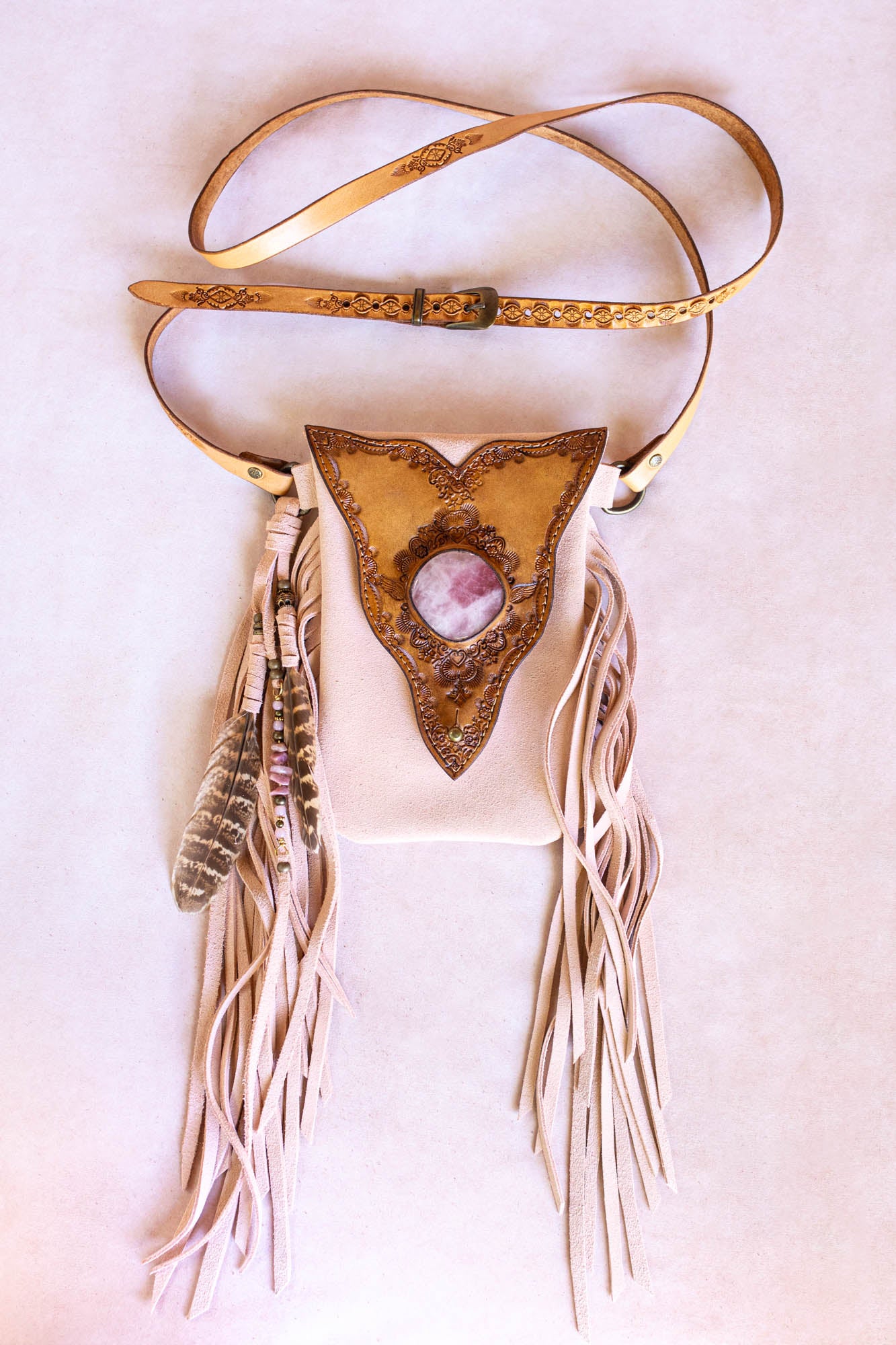 Gypsy Wanderer Phone Pouch with Rose Quartz