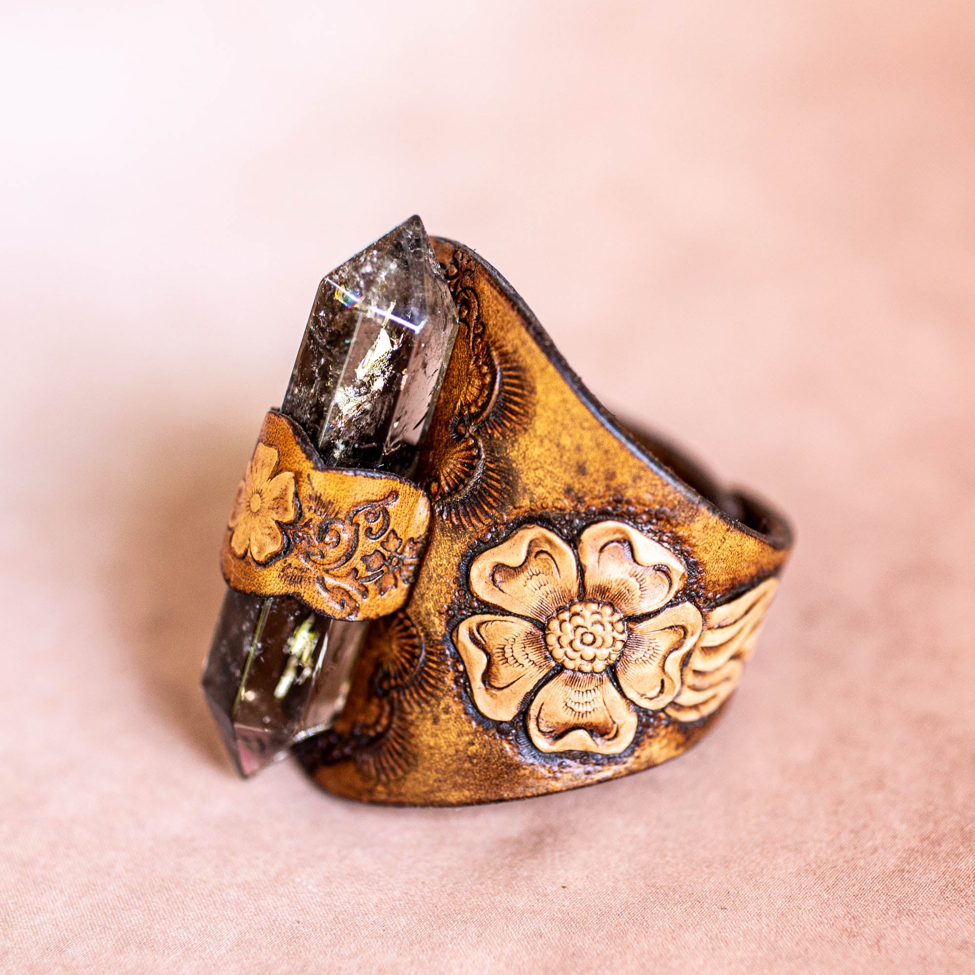 Desert Bloom Priestess Cuff with Smoky Quartz