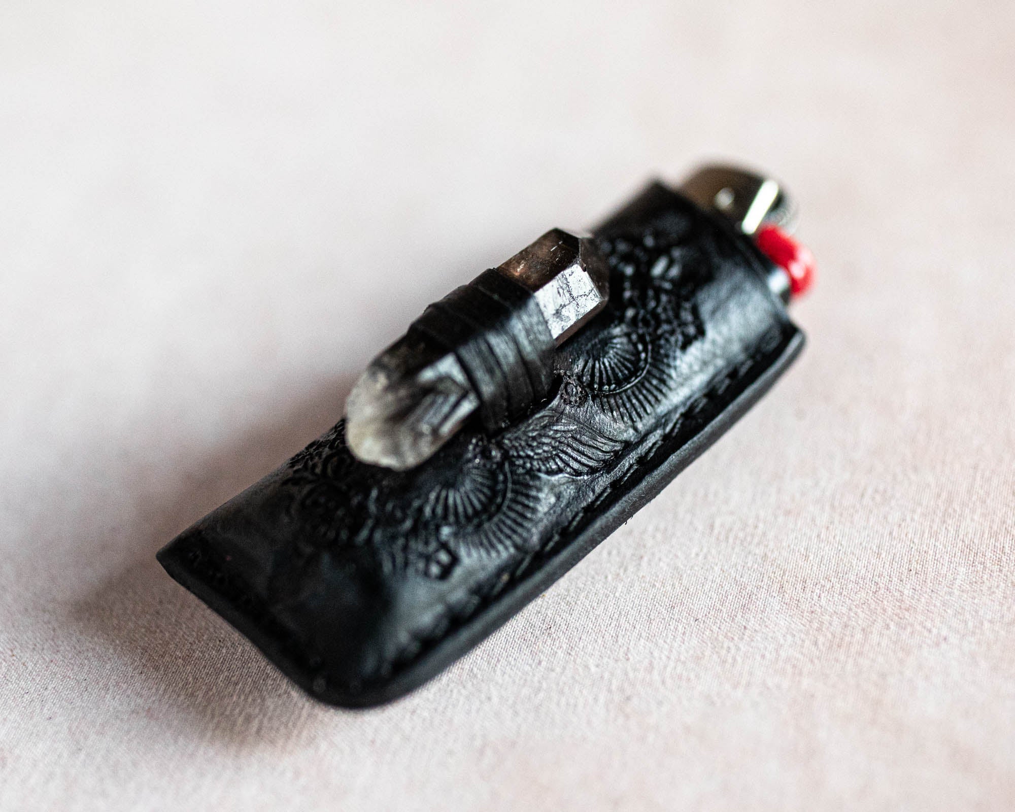 Woodstock Lighter Case with Smoky Quartz