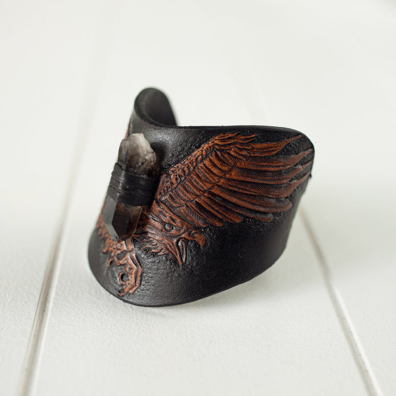 Black Bay Rebel Eagle Cuff with Smoky Quartz