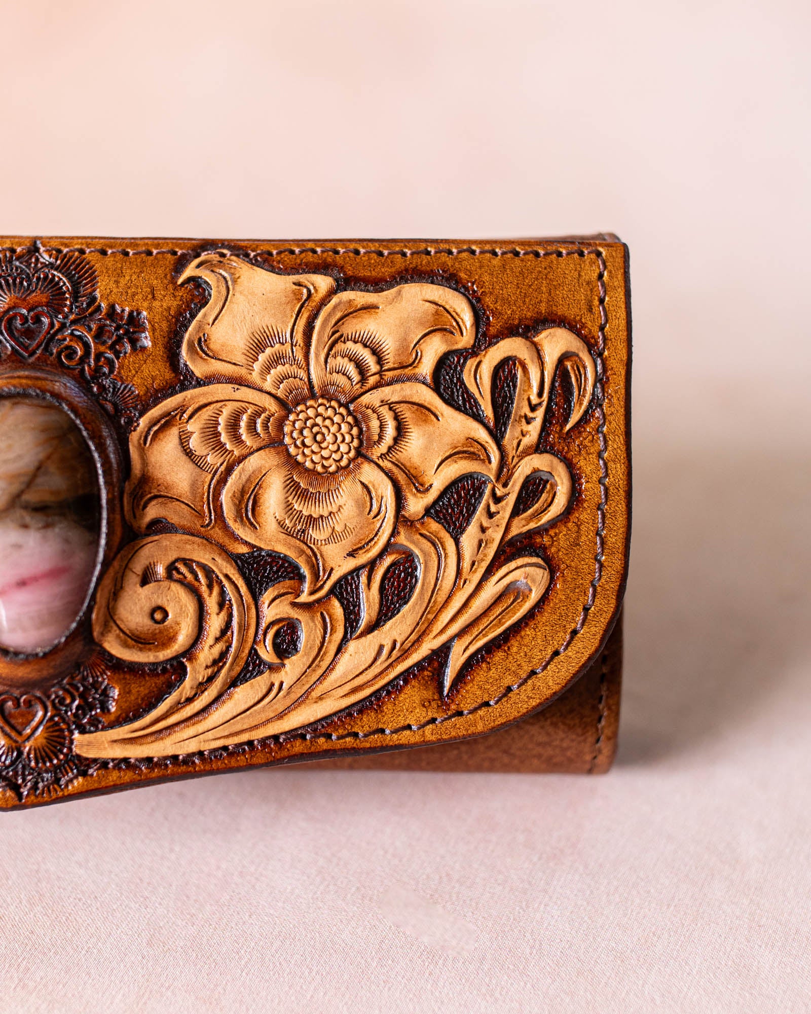 Flower Wallet with Pink Rhodonite