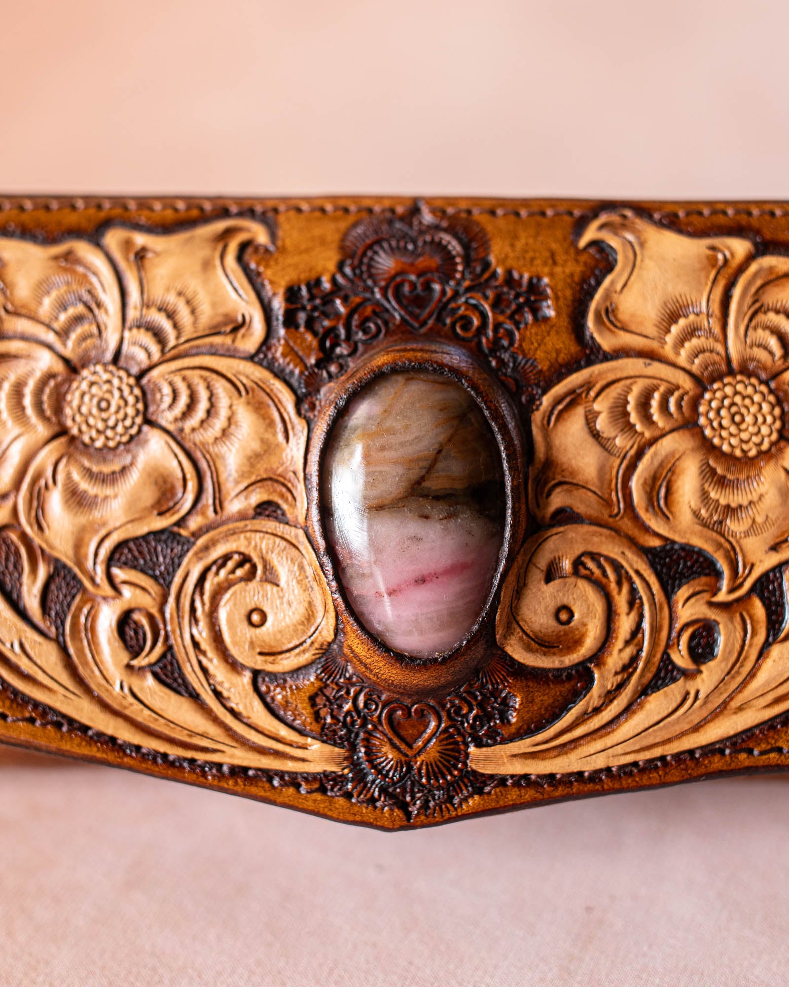 Flower Wallet with Pink Rhodonite