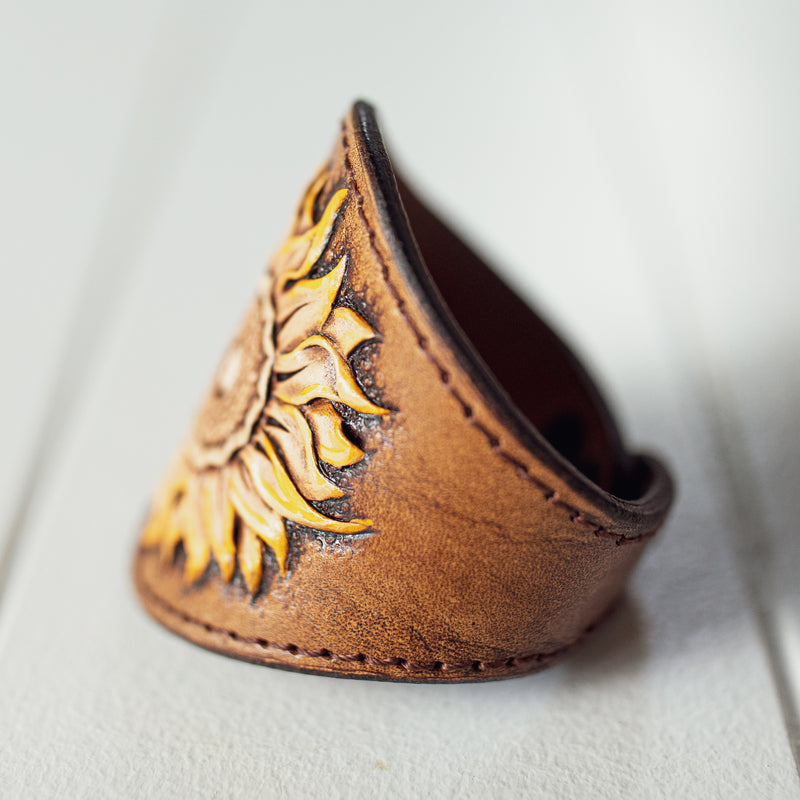 Hand Painted Sunflower Cuff