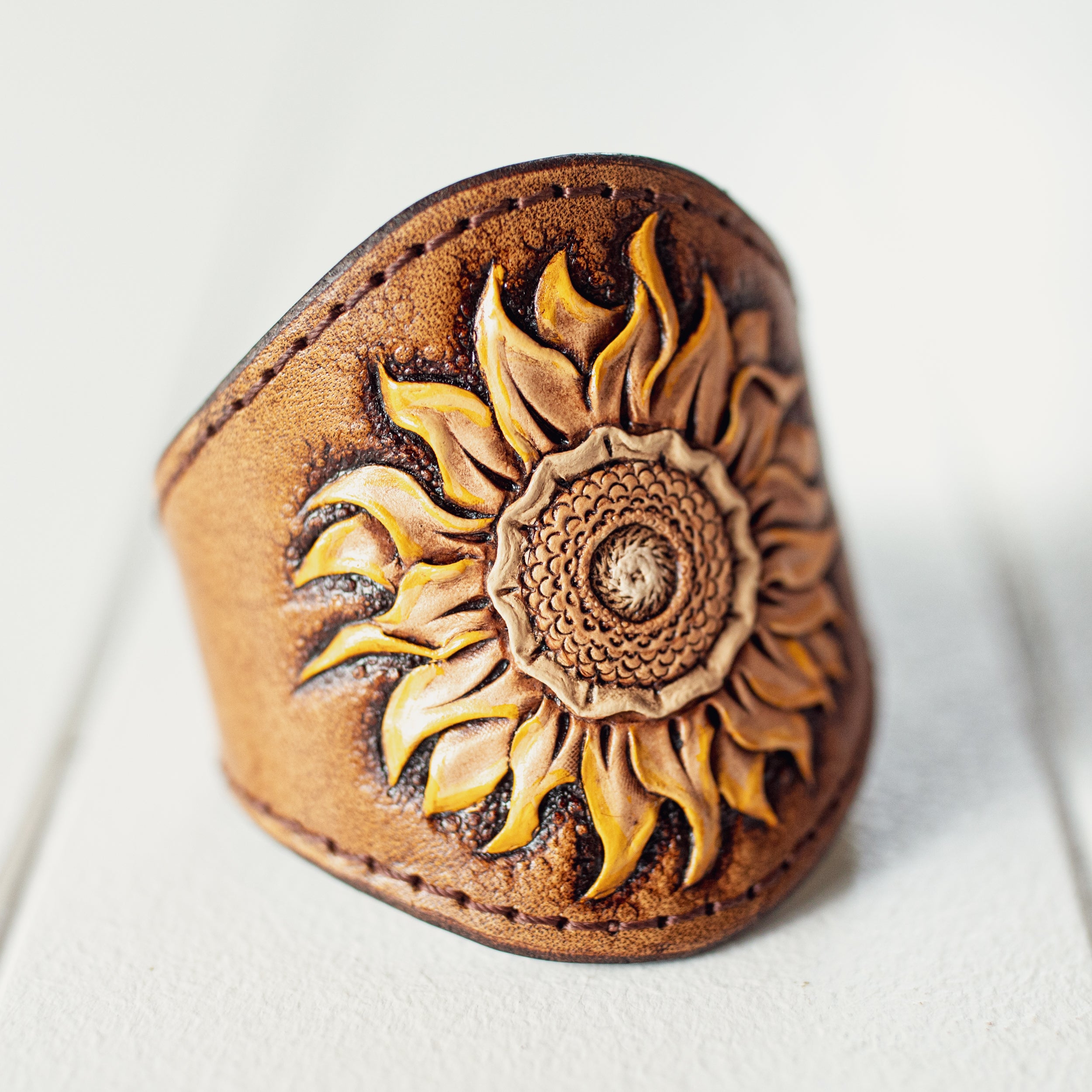 Hand Painted Sunflower Cuff