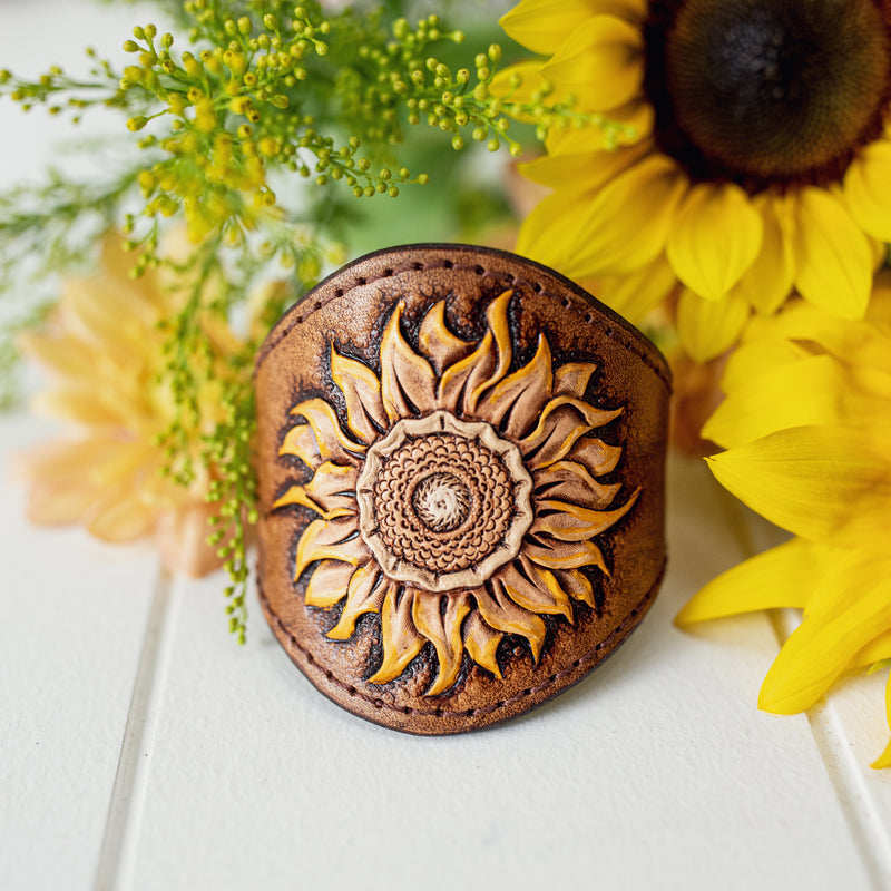 Hand Painted Sunflower Cuff