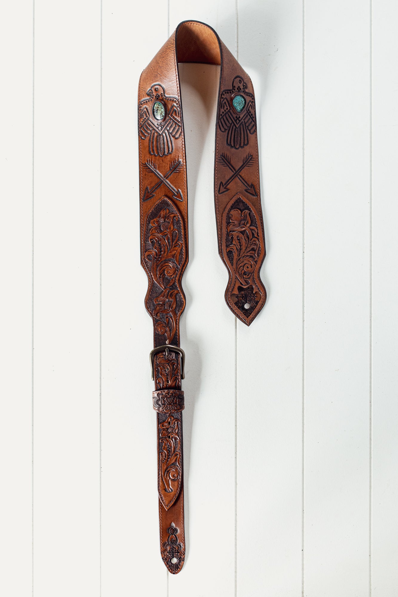 Thunderbird Guitar Strap with Turquoise