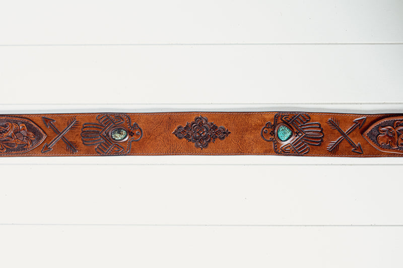 Thunderbird Guitar Strap with Turquoise