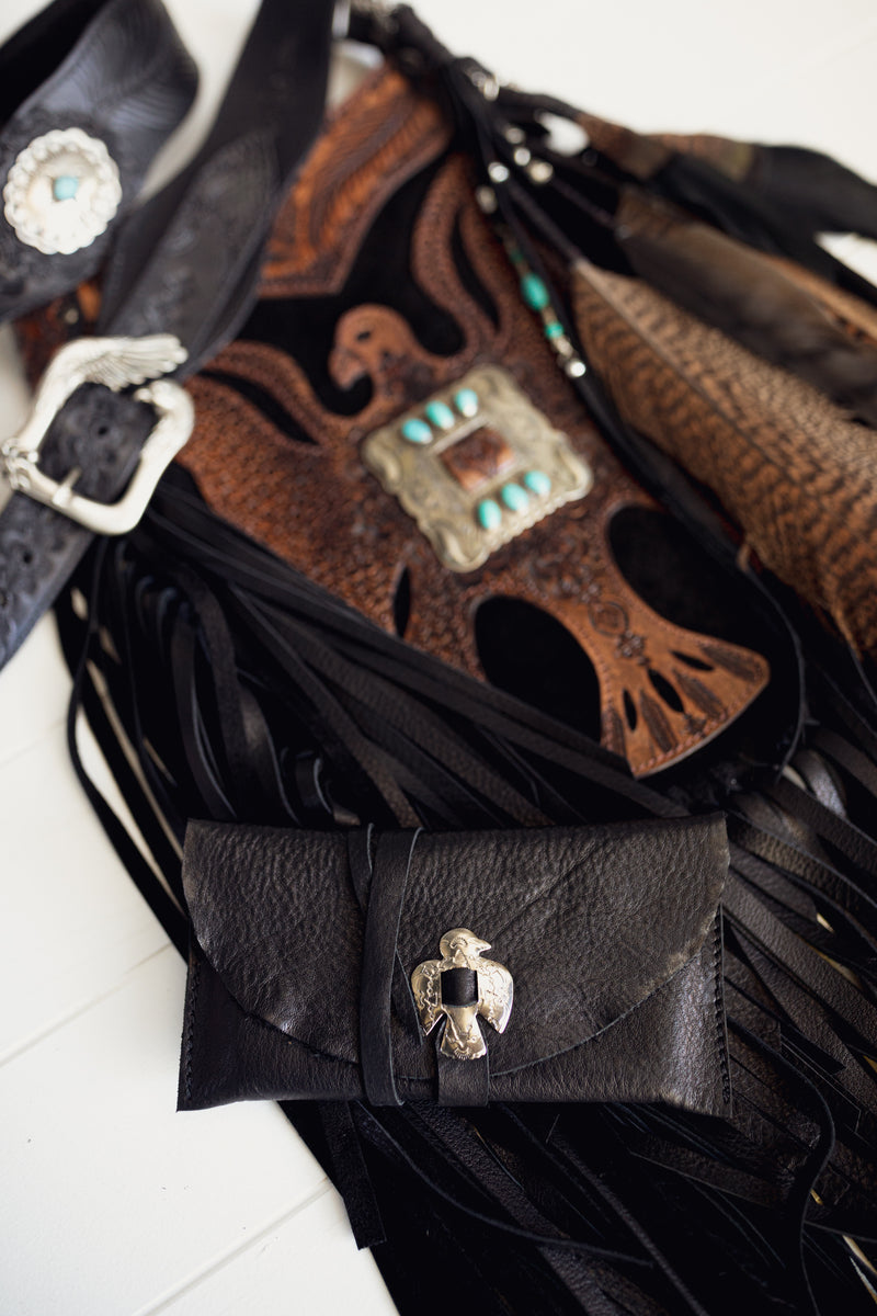 Black Bay Apache Eagle Bag with Navajo Conchos