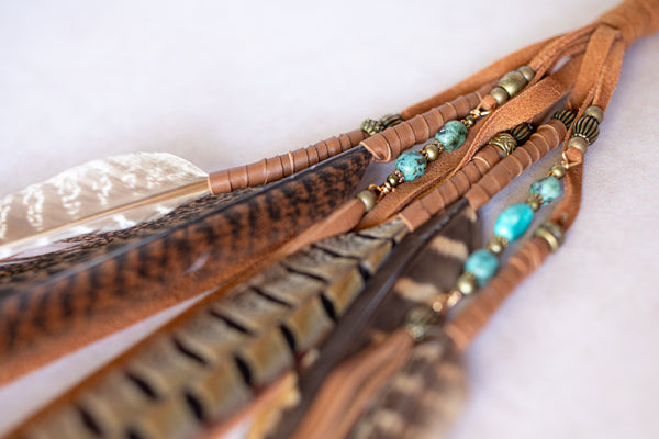 Feather Clip with Turquoise Beads