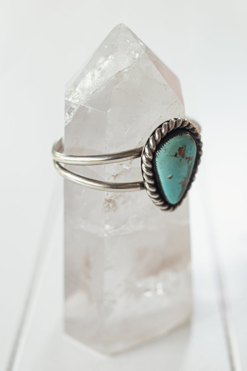 Vintage Silver Navajo Cuff with Turquoise