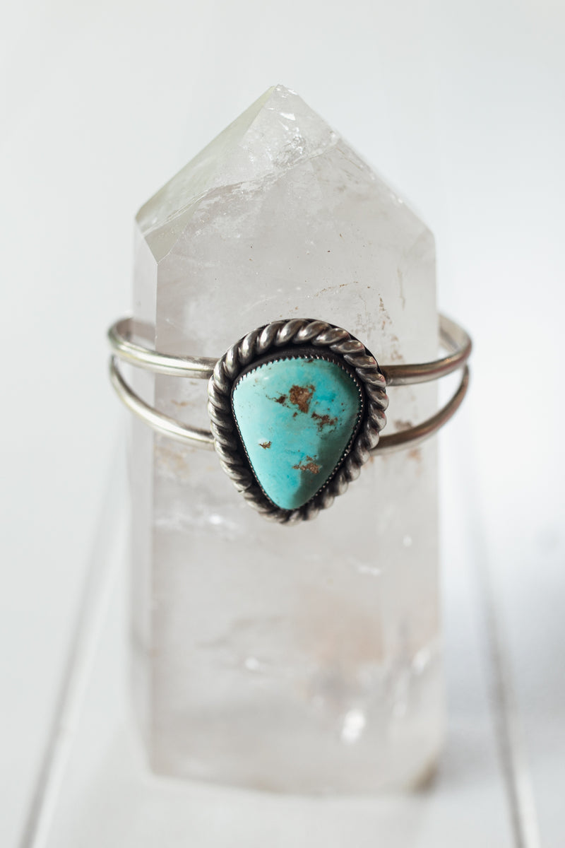 Vintage Silver Navajo Cuff with Turquoise