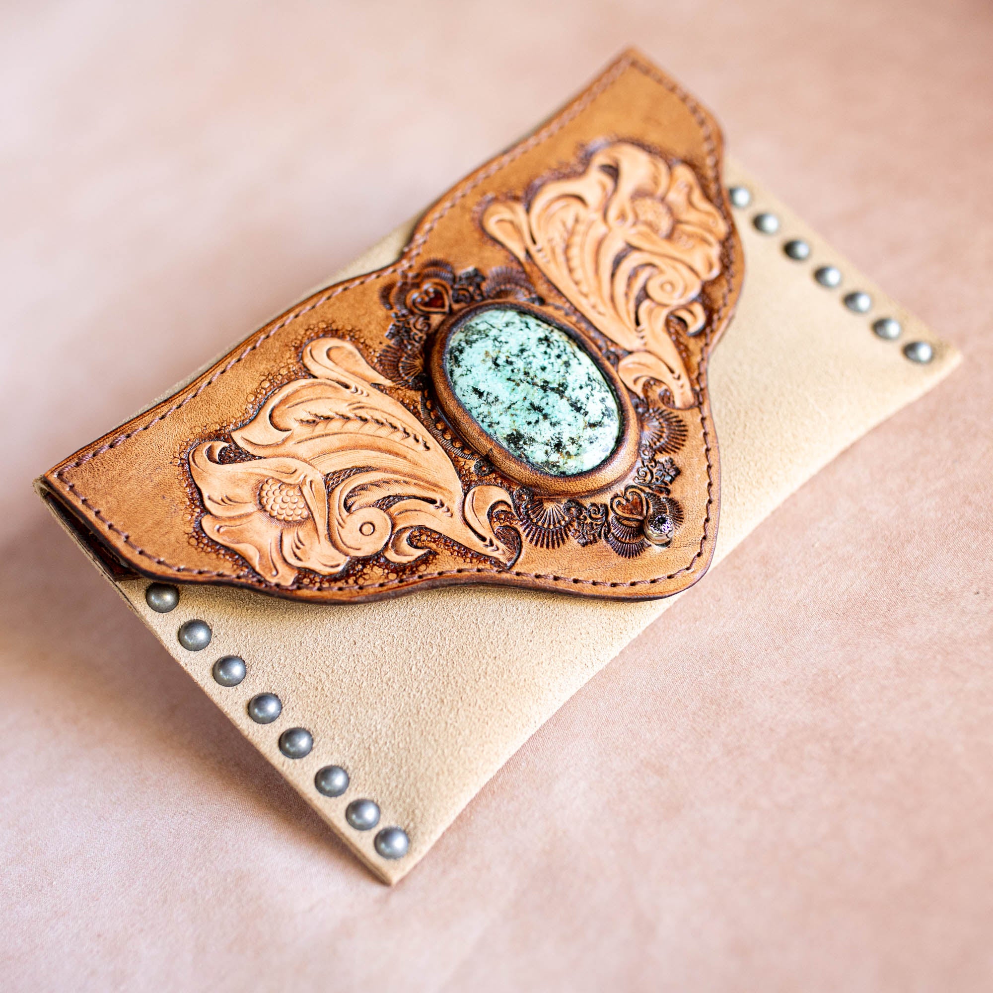 Western Floral Pouch with African Turquoise