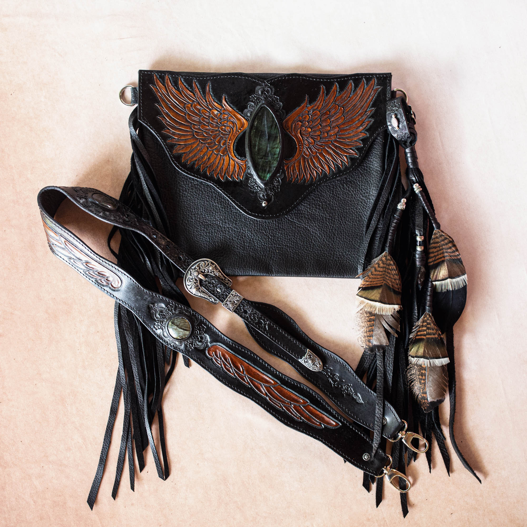 Guardian Wings Gypsy Wanderer Bag with Labradorite